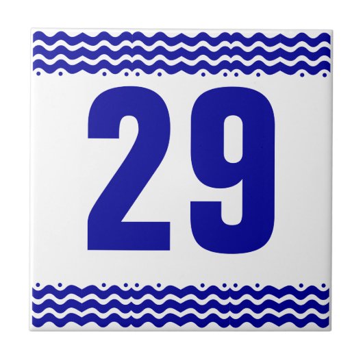 Art Deco Waves Number Tile Tegeltje (Voorkant)