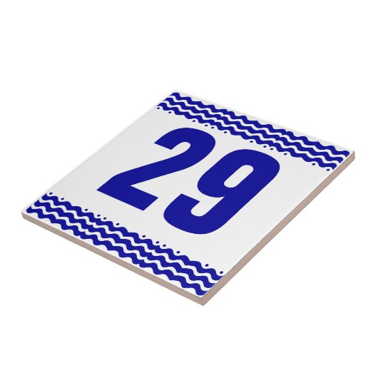 Art Deco Waves Number Tile Tegeltje (Zijkant)