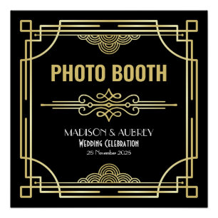 Art Deco Weddenschap Foto Booth Gold Black Party S Perfect Poster