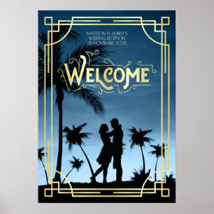 Art Deco Weddenschap Ontvang je Foto Welkomstteken Poster