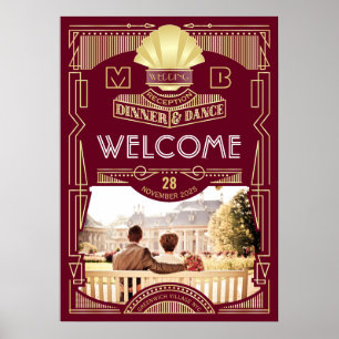 Art Deco Weddenschap Ontvang je Foto Welkomstteken Poster