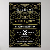 Art Deco Weddenschap Ontvangst Gold Black Welkom Poster (Voorkant)