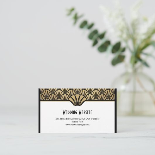 Art Deco Weddenschap Website Informatie zwart Gold Visitekaartje (Staand voorkant)