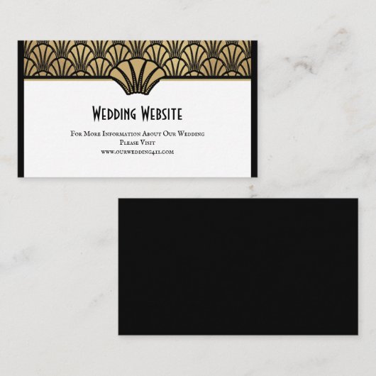 Art Deco Weddenschap Website Informatie zwart Gold Visitekaartje (Voorkant / Achterkant)