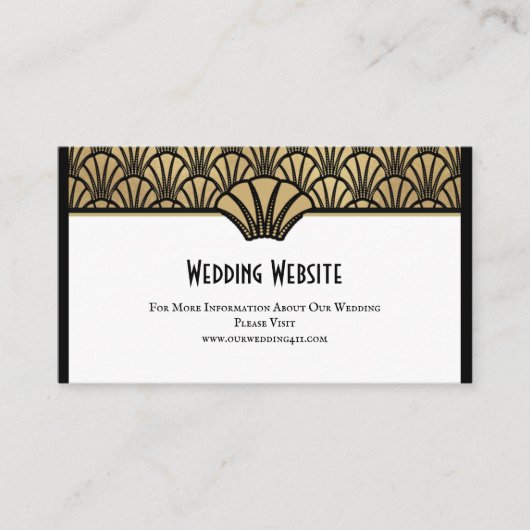 Art Deco Weddenschap Website Informatie zwart Gold Visitekaartje (Voorkant)
