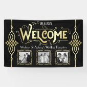 Art Deco Weddenschappen Ontvangst Gold Black Welko Spandoek (Horizontaal)