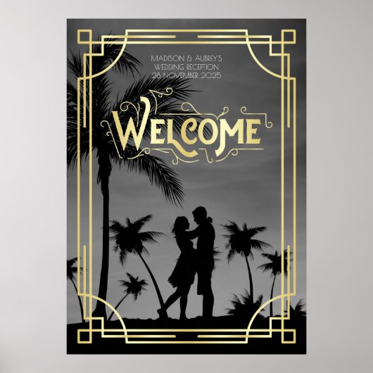Art Deco Weddenschappen Ontvangst Welkom Onderteke Poster (Voorkant)