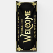 Art Deco Weddenschappen Receptie Welkom Gold Black Spandoek (Verticaal)