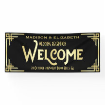 Art Deco Weddenschappen Receptie Welkom Gold Black