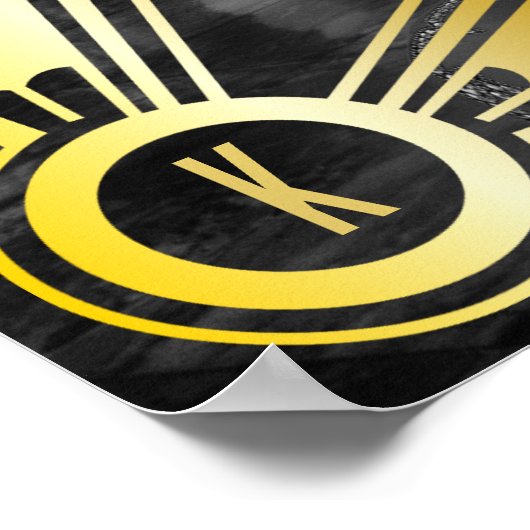 Art Deco Weddenschappen Receptie Welkom Gold en zw Poster (Hoek)