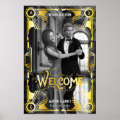 Art Deco Weddenschappen Receptie Welkom Gold en zw Poster (Voorkant)