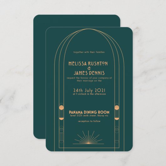 Art Deco Weddin Uitnodiging Informatiekaartje (Voorkant / Achterkant)