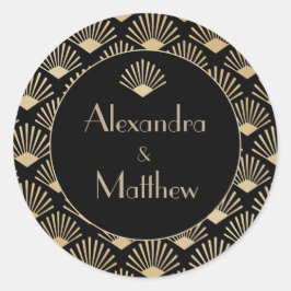 Art Deco Wedding Black Gold Roaring Twenties Ronde Sticker