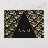 Art Deco Wedding Black Gold Roaring Twenties RSVP Informatiekaartje (Achterkant)