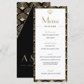Art Deco Wedding Black Gold Twenties  Menu (Voorkant / Achterkant)