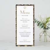 Art Deco Wedding Black Gold Twenties  Menu (Staand voorkant)