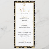 Art Deco Wedding Black Gold Twenties  Menu (Voorkant)