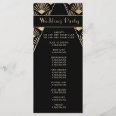 Art Deco Wedding Black Gold Twenties  Programmakaart (Achterkant)