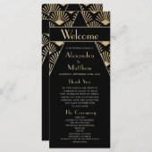 Art Deco Wedding Black Gold Twenties  Programmakaart (Voorkant / Achterkant)