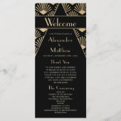 Art Deco Wedding Black Gold Twenties  Programmakaart (Voorkant)
