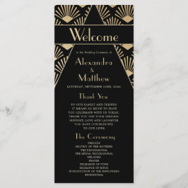 Art Deco Wedding Black Gold Twenties  Programmakaart