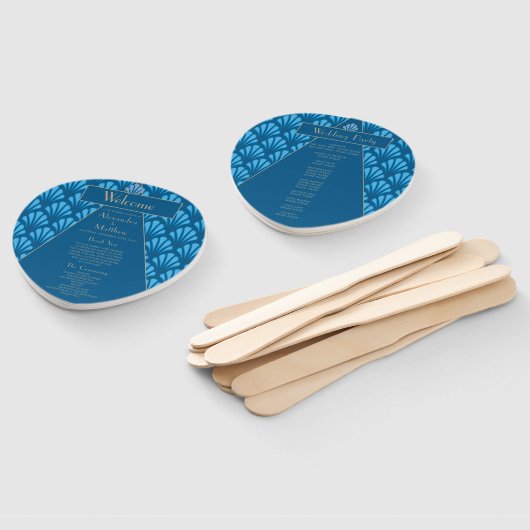 Art Deco Wedding Blue Roaring Twenties  Handwaaier (Niet-gemonteerd)