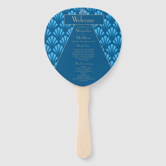 Art Deco Wedding Blue Roaring Twenties  Handwaaier (Voorkant)