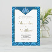 Art Deco Wedding Blue Roaring Twenties  Kaart (Staand voorkant)
