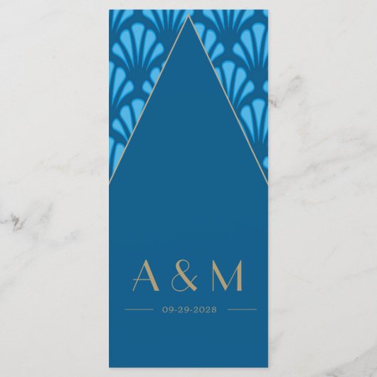 Art Deco Wedding Blue Roaring Twenties Menu (Achterkant)