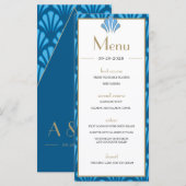 Art Deco Wedding Blue Roaring Twenties  Menu (Voorkant / Achterkant)