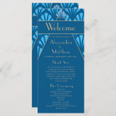 Art Deco Wedding Blue Roaring Twenties Programmakaart (Voorkant / Achterkant)