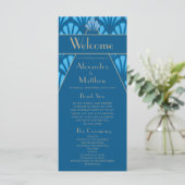 Art Deco Wedding Blue Roaring Twenties Programmakaart (Staand voorkant)