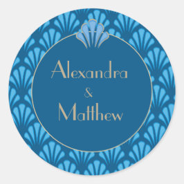 Art Deco Wedding Blue Roaring Twenties  Ronde Sticker