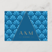 Art Deco Wedding Blue Roaring Twenties RSVP Informatiekaartje (Achterkant)