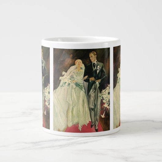  Art Deco Wedding Bride en Groom Passen getrouwd Grote Koffiekop (Voorkant)