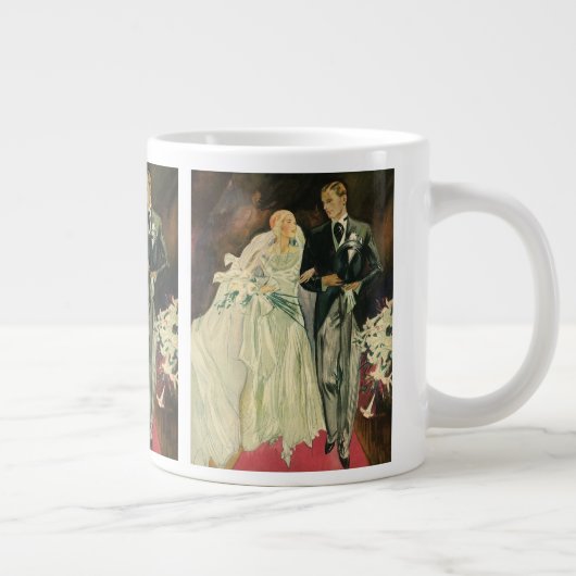  Art Deco Wedding Bride en Groom Passen getrouwd Grote Koffiekop (Rechts)