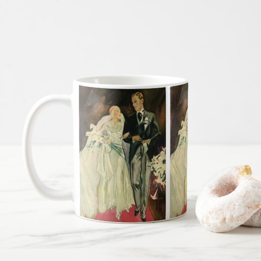  Art Deco Wedding Bride en Groom Passen getrouwd Koffiemok (Met donut)