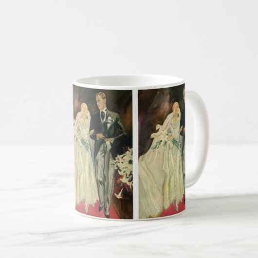  Art Deco Wedding Bride en Groom Passen getrouwd Koffiemok (Voorkant rechts)