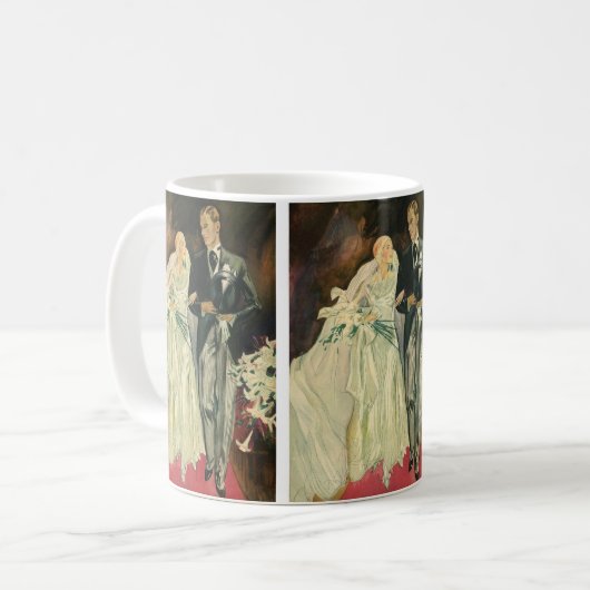  Art Deco Wedding Bride en Groom Passen getrouwd Koffiemok (Voorkant links)