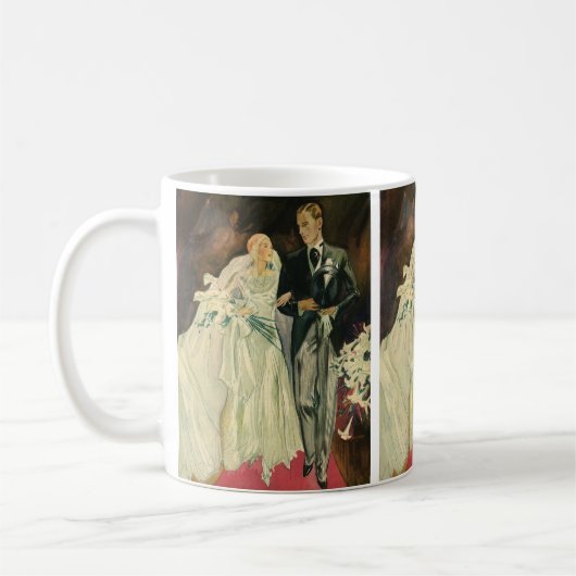  Art Deco Wedding Bride en Groom Passen getrouwd Koffiemok (Links)