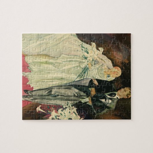  Art Deco Wedding Bride en Groom Passen getrouwd Legpuzzel (Horizontaal)