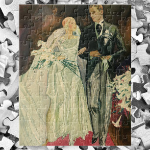  Art Deco Wedding Bride en Groom Passen getrouwd Legpuzzel