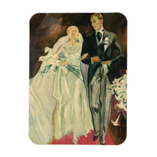  Art Deco Wedding Bride en Groom Passen getrouwd Magneet