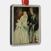  Art Deco Wedding Bride en Groom Passen getrouwd Metalen Ornament (Rechts)