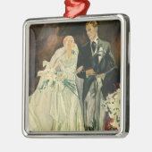  Art Deco Wedding Bride en Groom Passen getrouwd Metalen Ornament (Links)