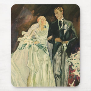 Art Deco Wedding Bride en Groom Passen getrouwd Muismat