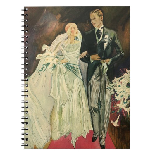 Art Deco Wedding Bride en Groom Passen getrouwd Notitieboek (Voorkant)