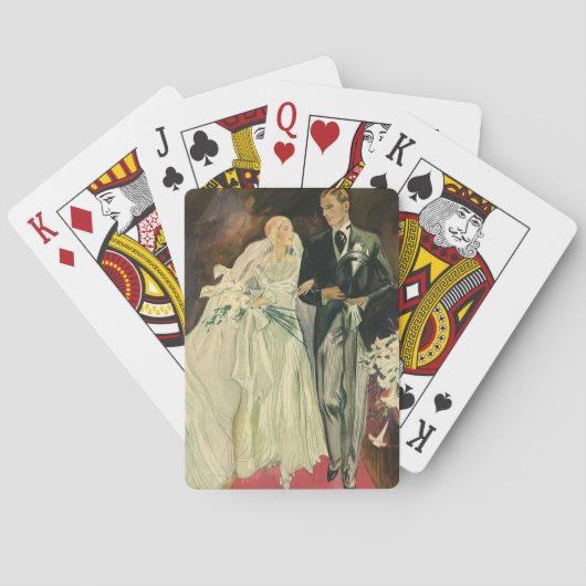 Art Deco Wedding Bride en Groom Passen getrouwd Pokerkaarten (Achterkant)