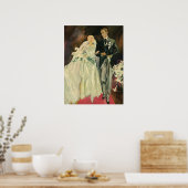 Art Deco Wedding Bride en Groom Passen getrouwd Poster (Keuken)