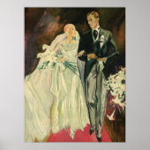 Art Deco Wedding Bride en Groom Passen getrouwd Poster (Voorkant)
